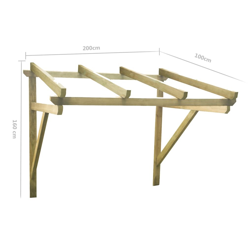 Door Canopy 200x100x160 cm Solid Pinewood